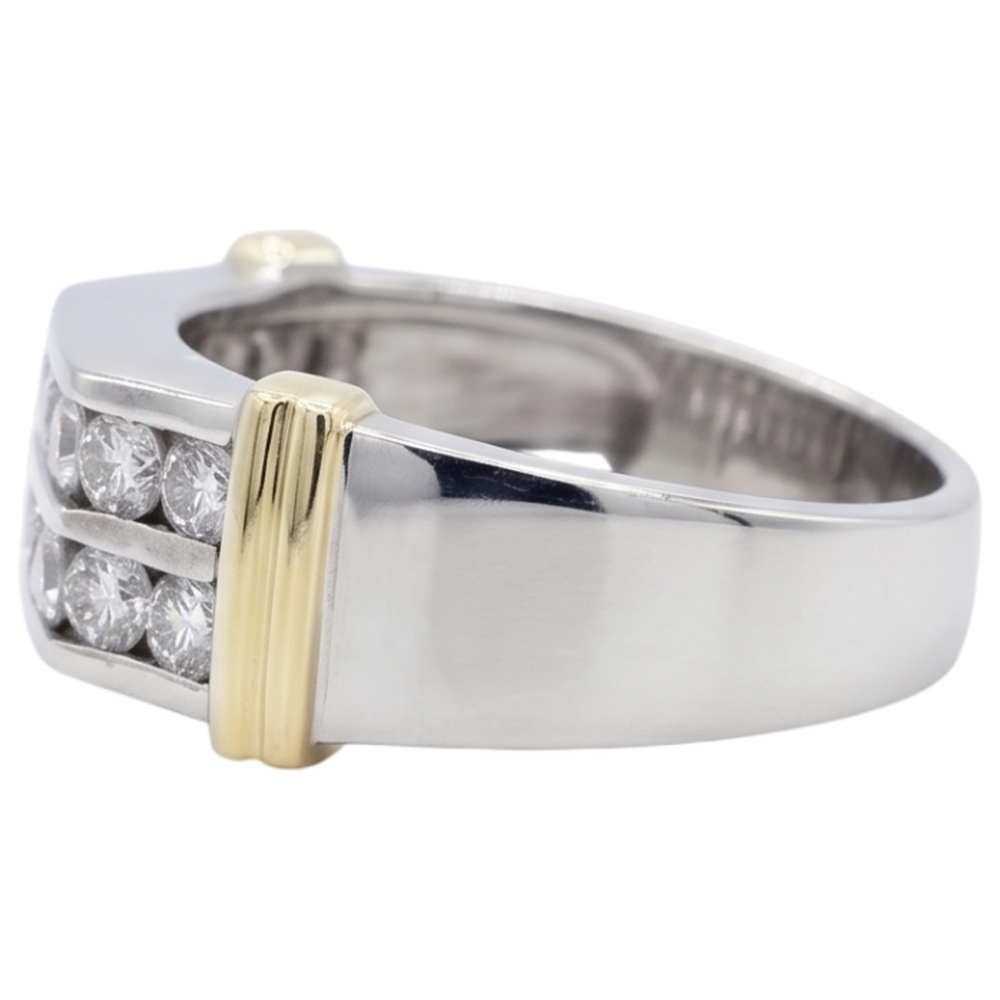Anello Da Uomo Classico Con Genuino Diamanti Rotondi Da 2.40 Carati In Oro Bianco 14K
