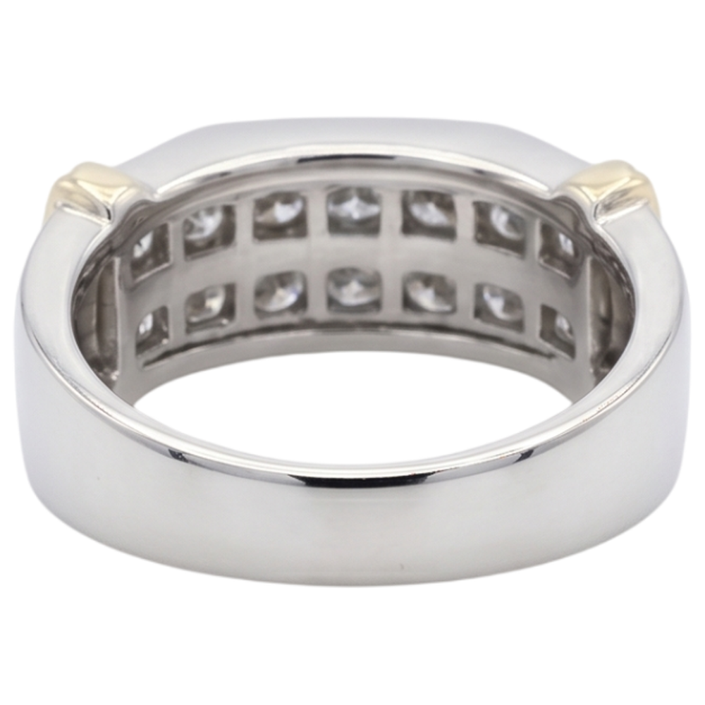 Anello Da Uomo Classico Con Genuino Diamanti Rotondi Da 2.40 Carati In Oro Bianco 14K