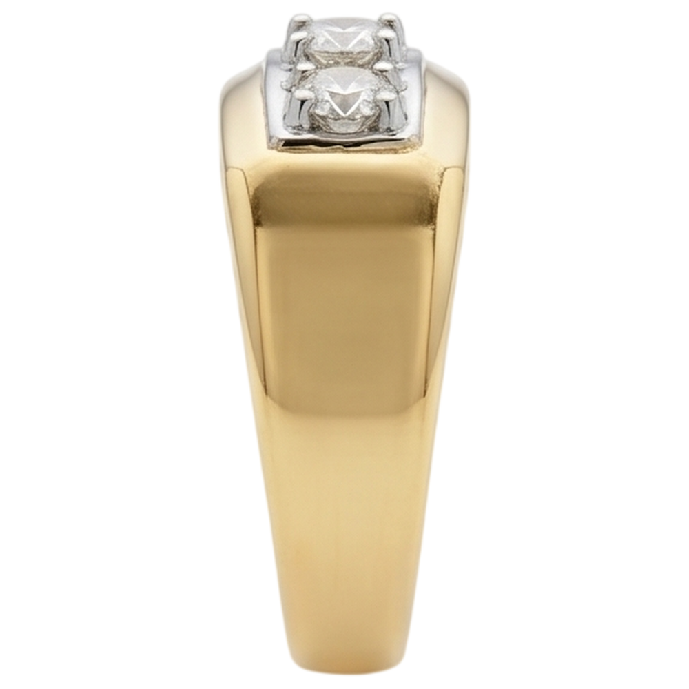 Anello Da Uomo Con Genuino Diamanti Naturali Autentici ( non creati in laboratorio ) Da 0,75 Carati A Tre Pietre 14K Bicolore Nuovo
