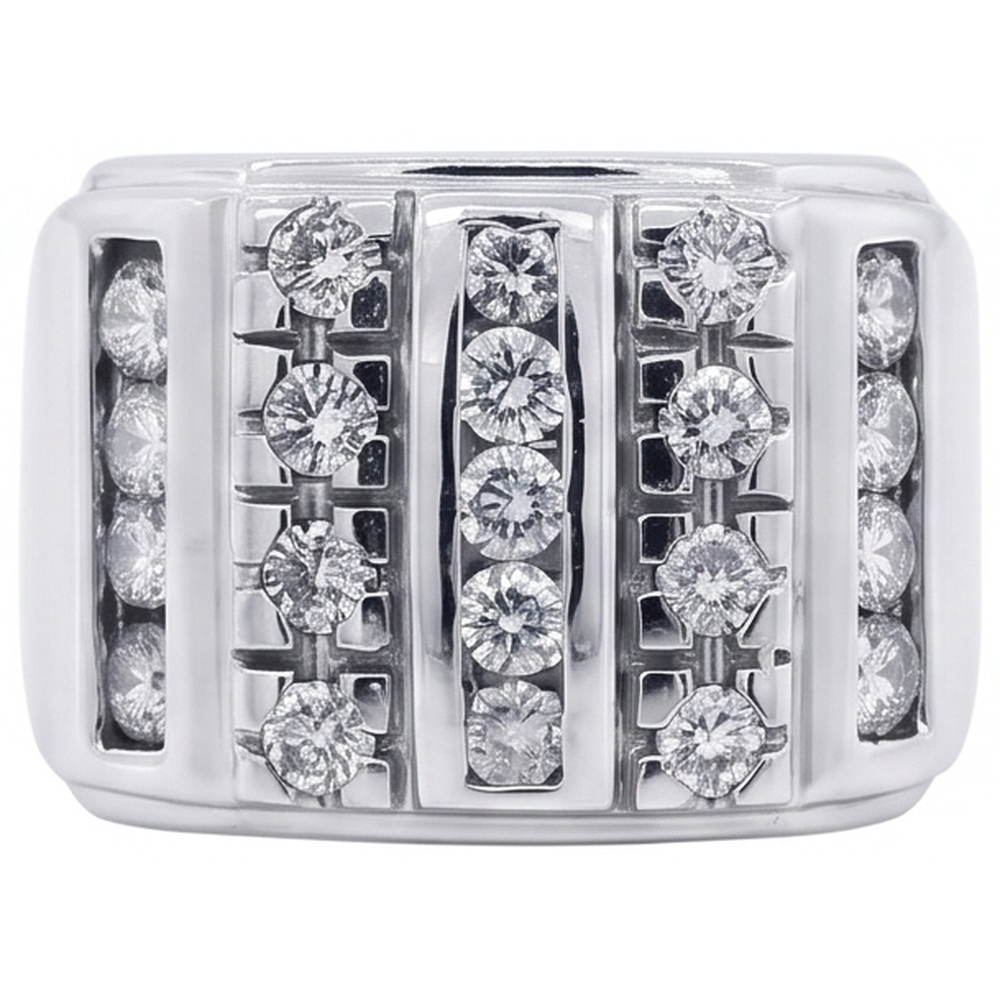 Anello Da Uomo Con Naturale Diamante Da 3.75 Carati In Oro Bianco 14K