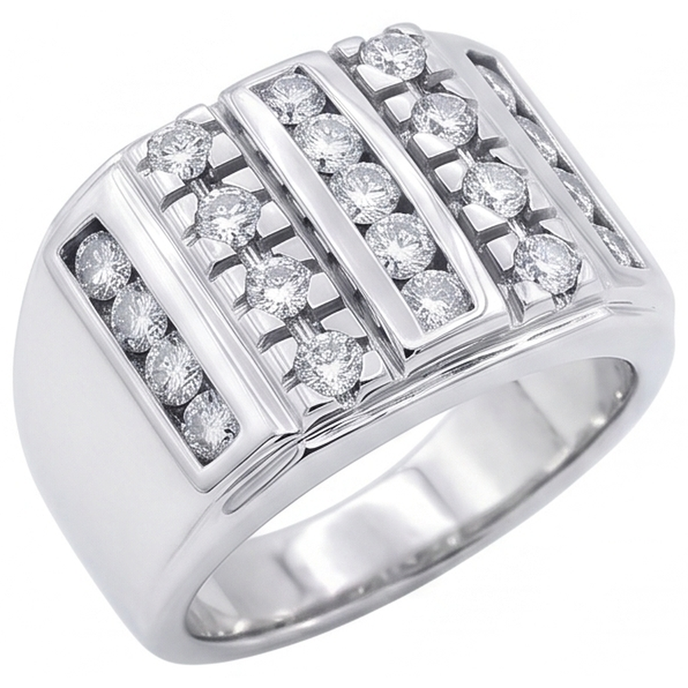 Anello Da Uomo Con Naturale Diamante Da 3.75 Carati In Oro Bianco 14K