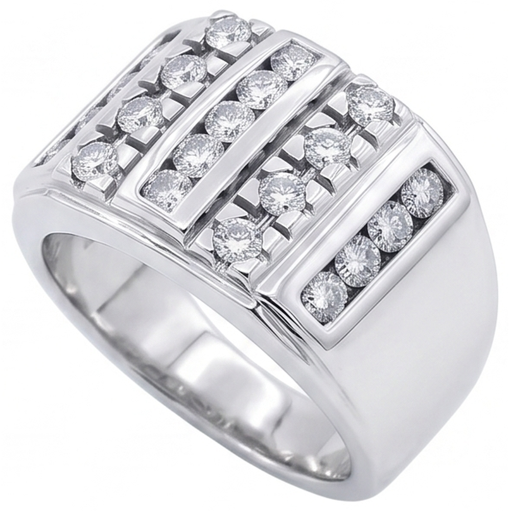 Anello Da Uomo Con Naturale Diamante Da 3.75 Carati In Oro Bianco 14K