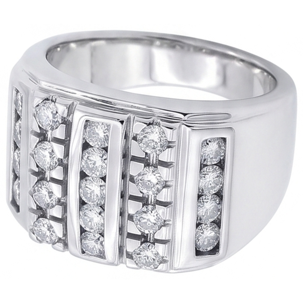 Anello Da Uomo Con Naturale Diamante Da 3.75 Carati In Oro Bianco 14K