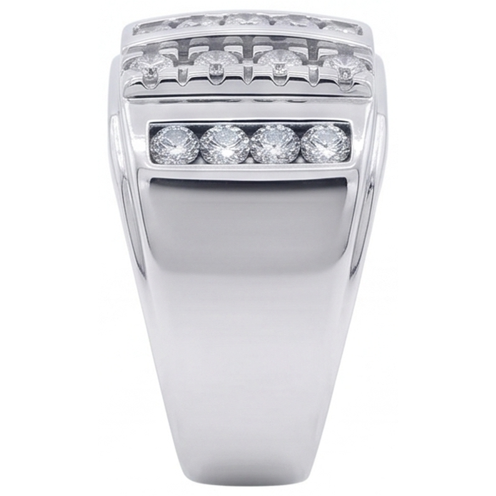 Anello Da Uomo Con Naturale Diamante Da 3.75 Carati In Oro Bianco 14K