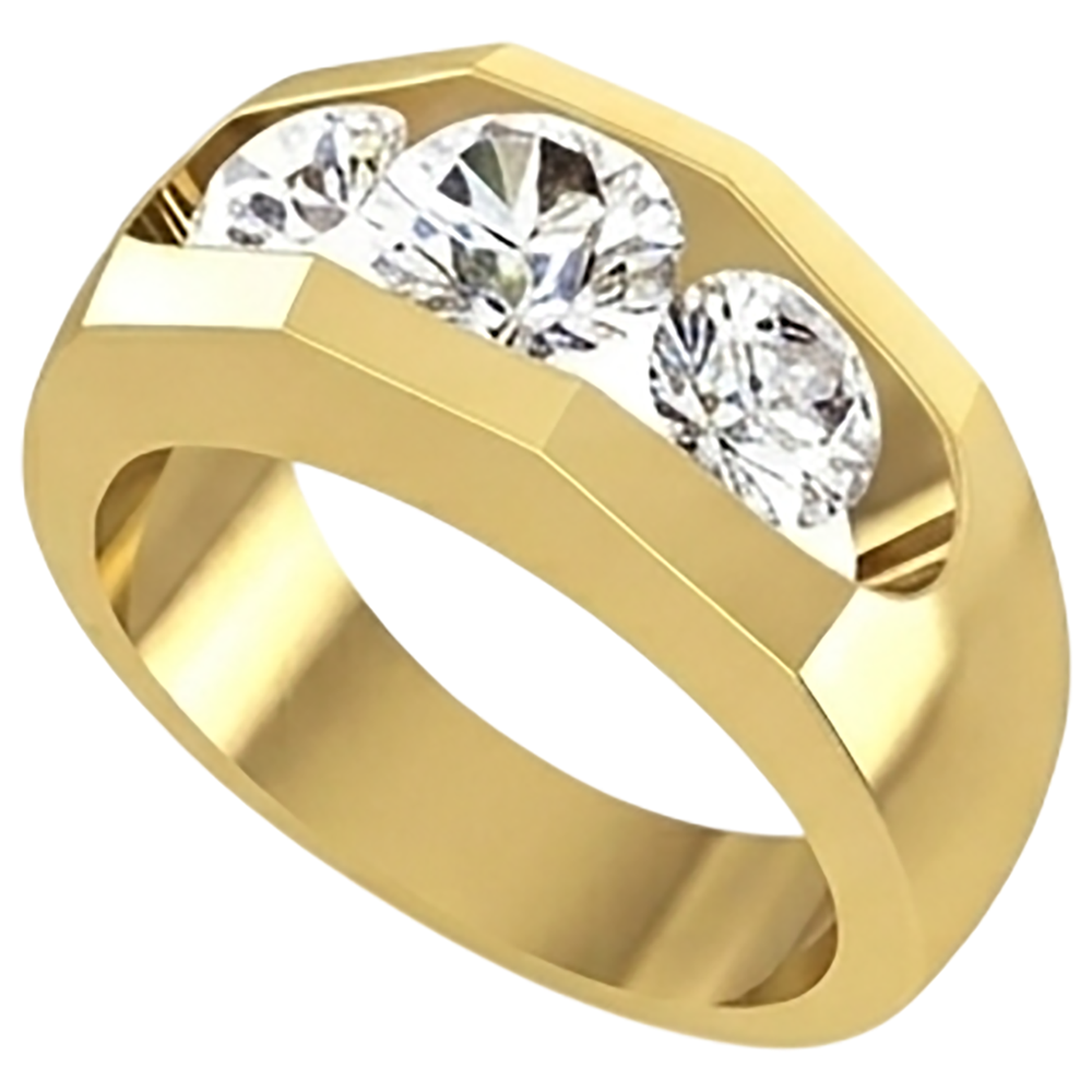 Anello Da Uomo Con Naturale Diamanti 3 Pietre In Oro 2 Carati