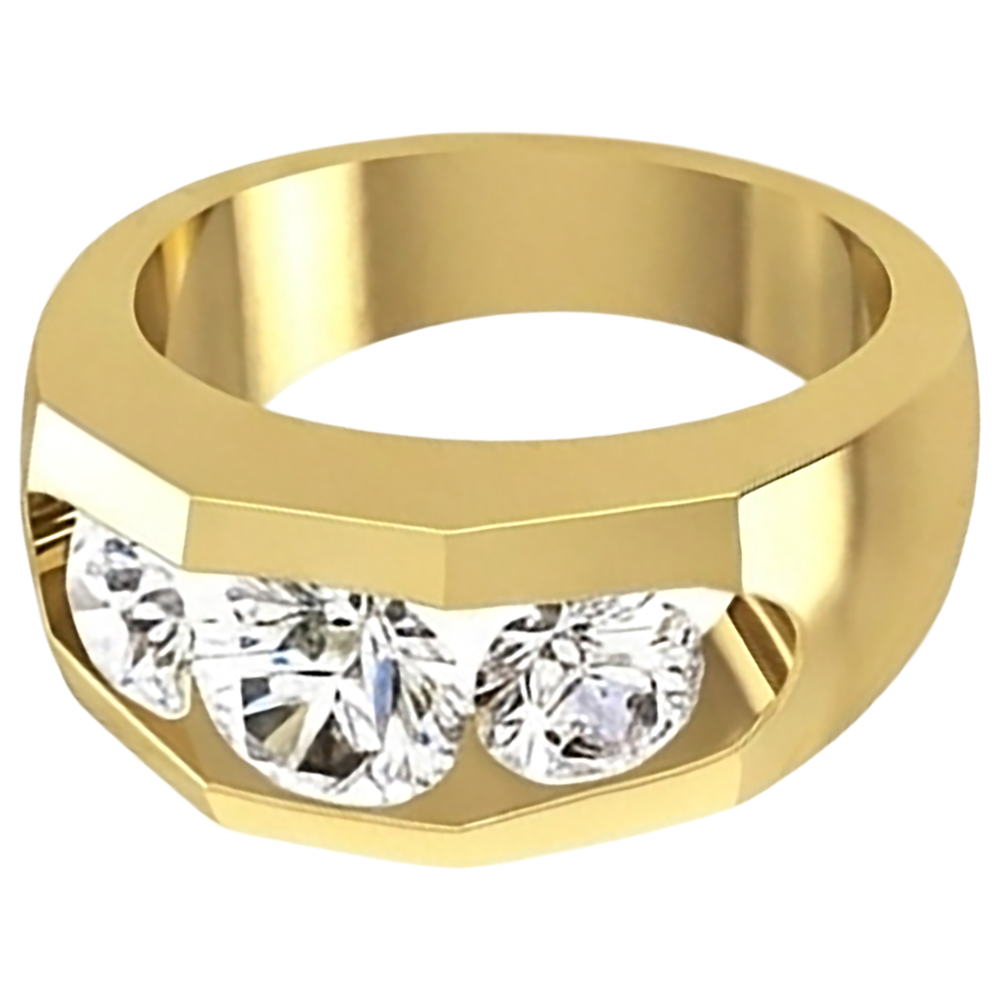 Anello Da Uomo Con Naturale Diamanti 3 Pietre In Oro 2 Carati