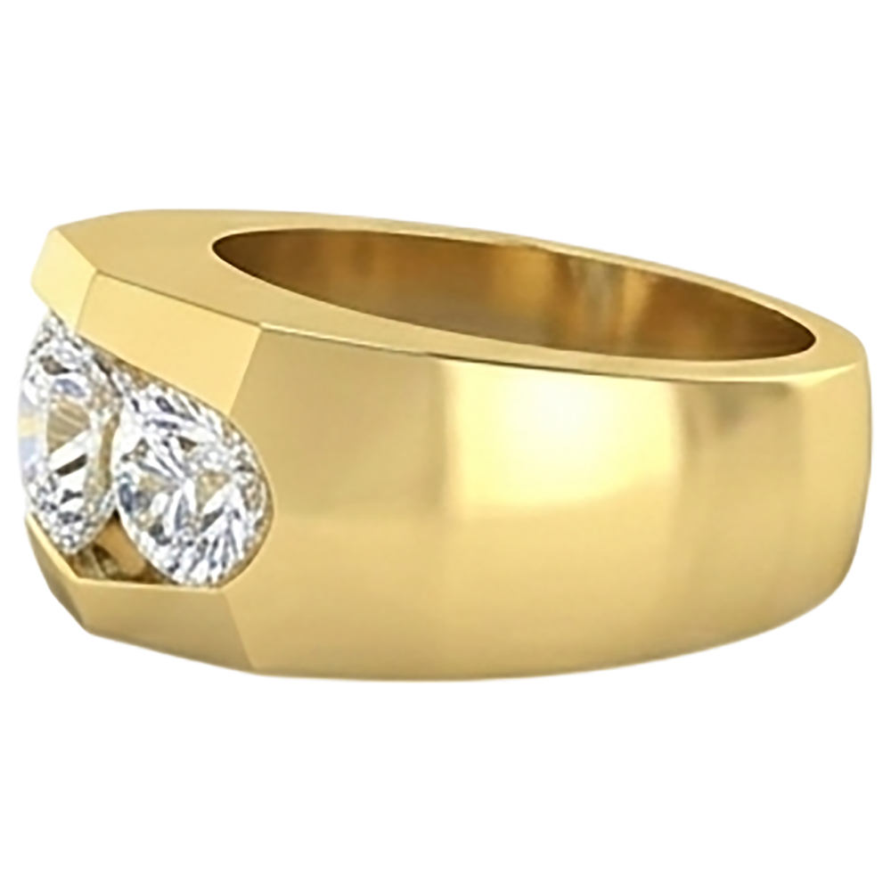 Anello Da Uomo Con Naturale Diamanti 3 Pietre In Oro 2 Carati