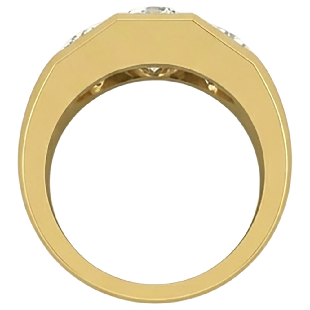 Anello Da Uomo Con Naturale Diamanti 3 Pietre In Oro 2 Carati
