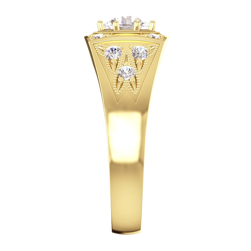 Anello Da Uomo Con Vero Diamanti Tondi 1,50 Carati In Oro 14K
