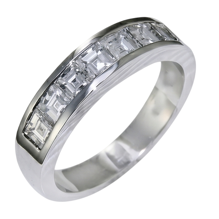 Anello Da Uomo In Oro Bianco 14K Con Vero Diamante Naturale Autentico ( non creato in laboratorio ) Taglio Asscher 3,50 Carati