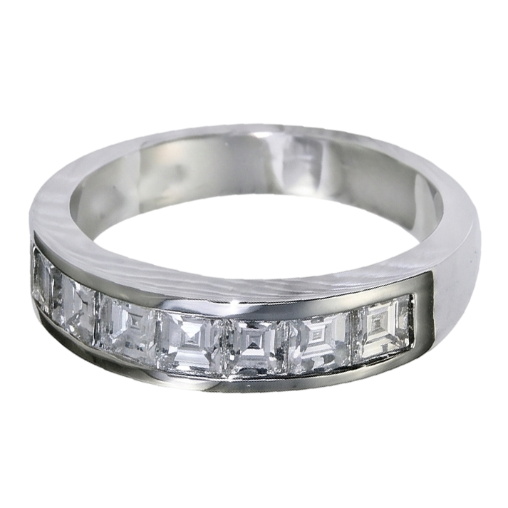 Anello Da Uomo In Oro Bianco 14K Con Vero Diamante Naturale Autentico ( non creato in laboratorio ) Taglio Asscher 3,50 Carati