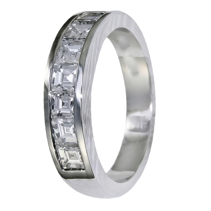 Anello Da Uomo In Oro Bianco 14K Con Vero Diamante Naturale Autentico ( non creato in laboratorio ) Taglio Asscher 3,50 Carati