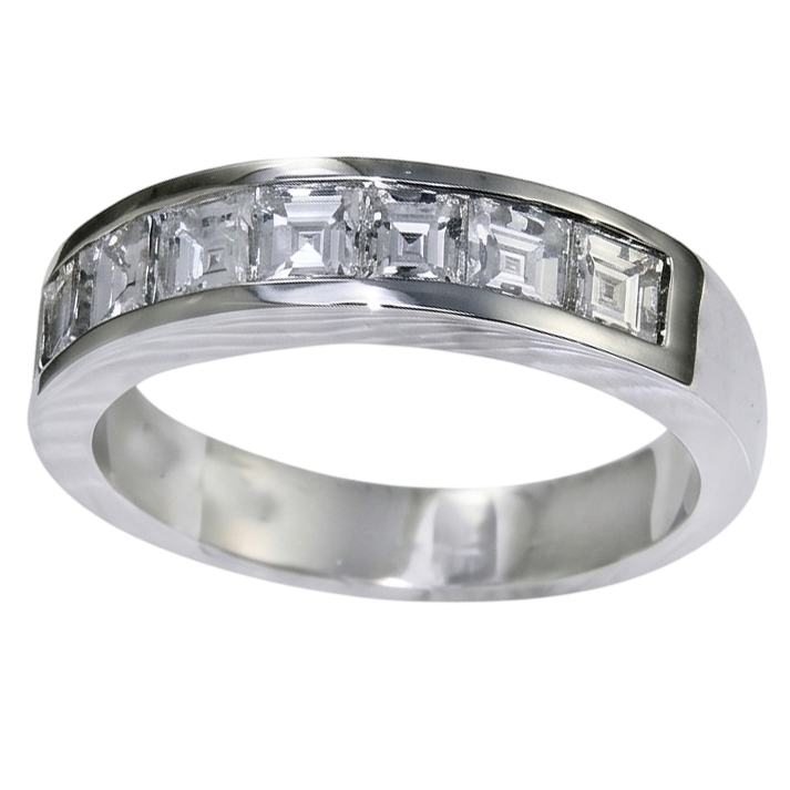 Anello Da Uomo In Oro Bianco 14K Con Vero Diamante Naturale Autentico ( non creato in laboratorio ) Taglio Asscher 3,50 Carati