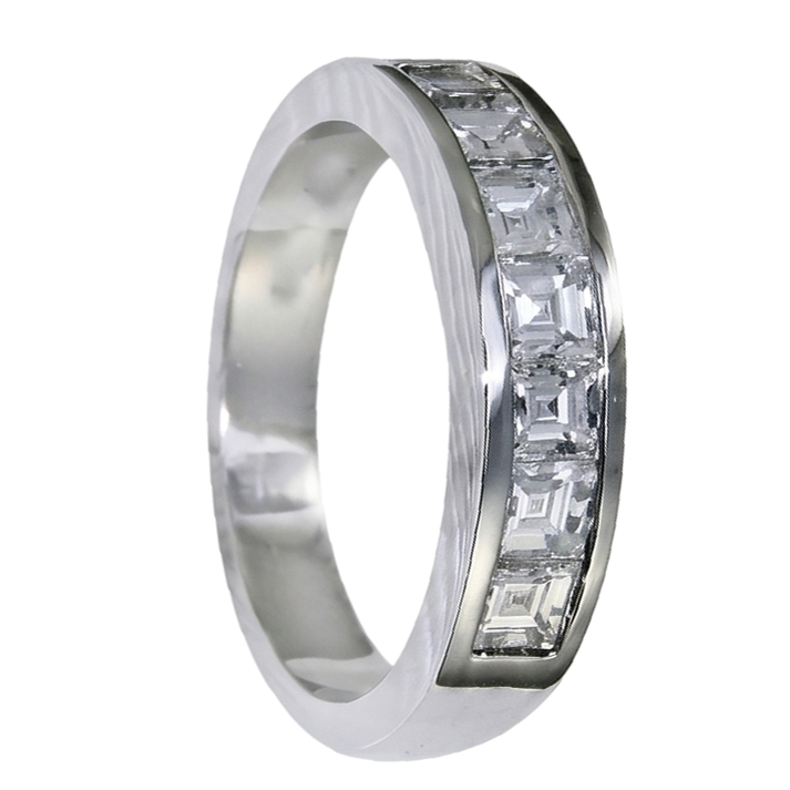Anello Da Uomo In Oro Bianco 14K Con Vero Diamante Naturale Autentico ( non creato in laboratorio ) Taglio Asscher 3,50 Carati