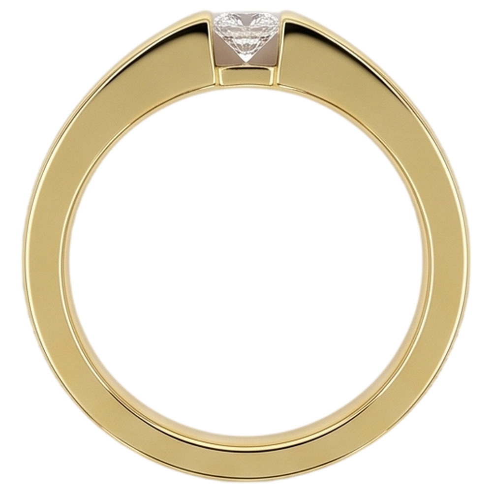 Anello Da Uomo In Oro Giallo Con Vero Diamanti Taglio Principessa. 0.75 Carati