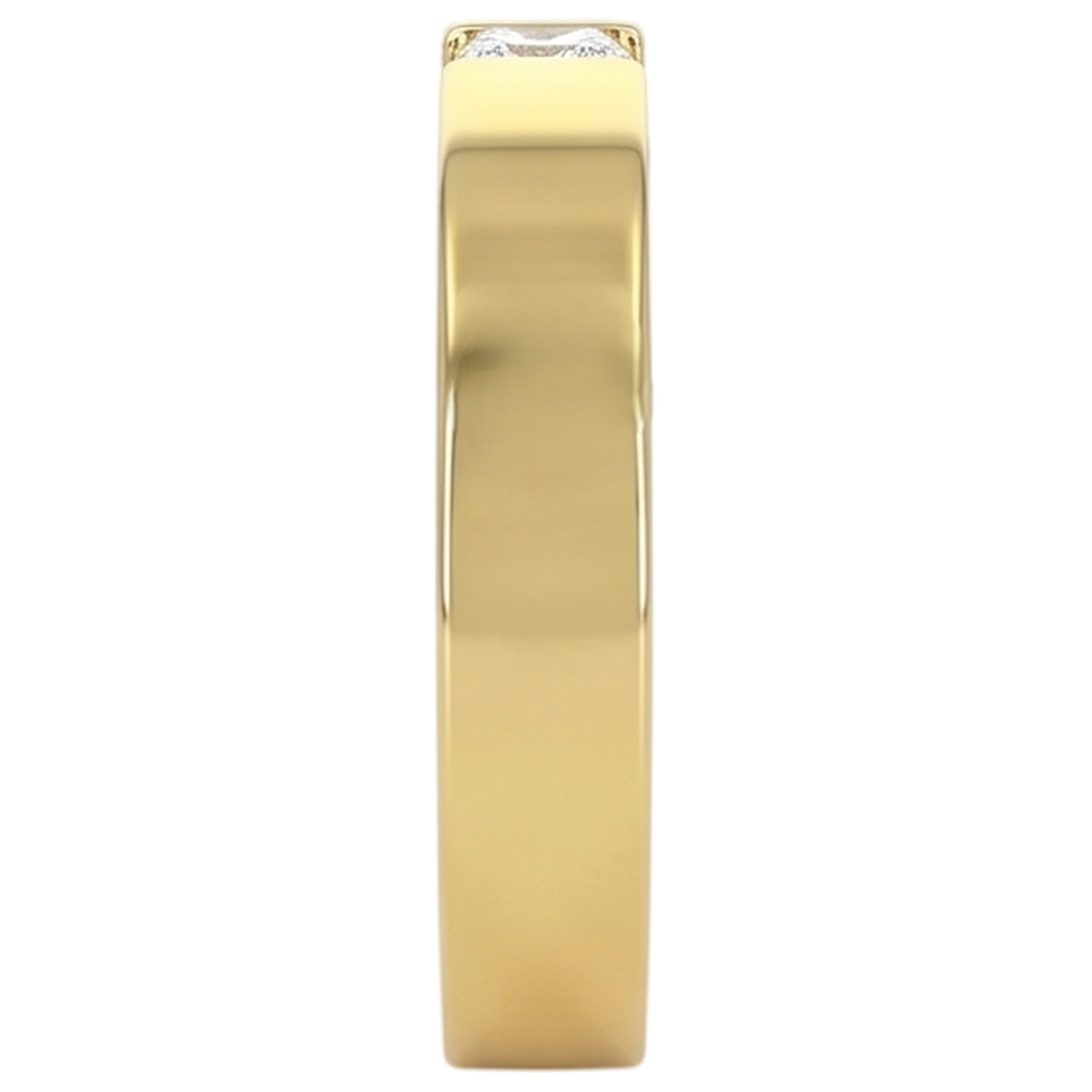 Anello Da Uomo In Oro Giallo Con Vero Diamanti Taglio Principessa. 0.75 Carati