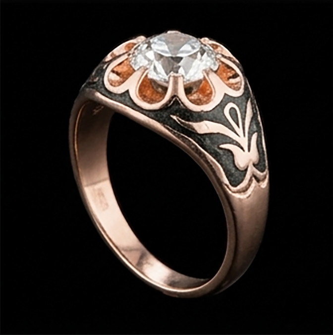 Anello Da Uomo Stile Fiore Solitario Zingara Da 2 Ct Con Vero Diamante Naturale Autentico ( non creato in laboratorio ) Rotondo Vecchio Minatore