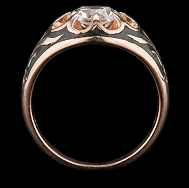 Anello Da Uomo Stile Fiore Solitario Zingara Da 2 Ct Con Vero Diamante Naturale Autentico ( non creato in laboratorio ) Rotondo Vecchio Minatore