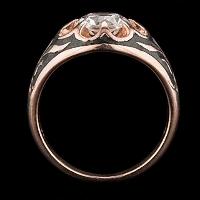 Anello Da Uomo Stile Fiore Solitario Zingara Da 2 Ct Con Vero Diamante Naturale Autentico ( non creato in laboratorio ) Rotondo Vecchio Minatore