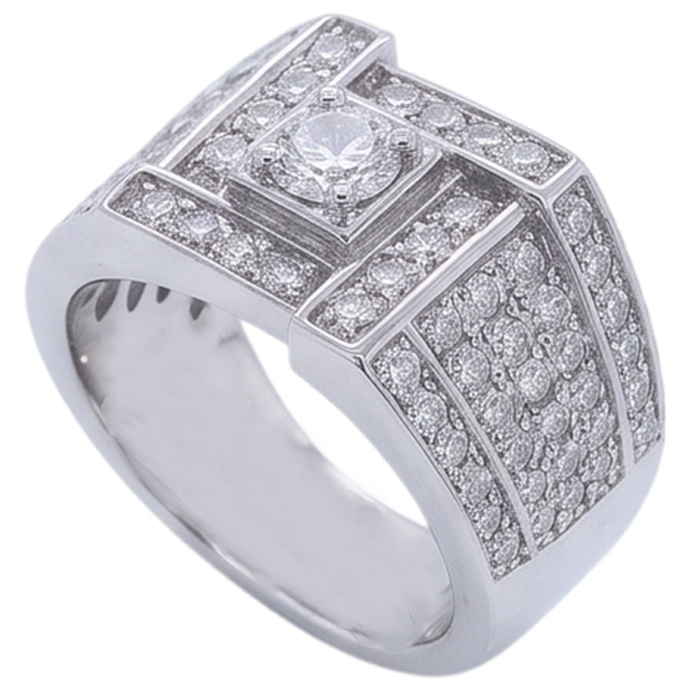 Anello Da Uomo Vintage Look Gioielli Con Naturale Diamanti Rotondi 3 Carati