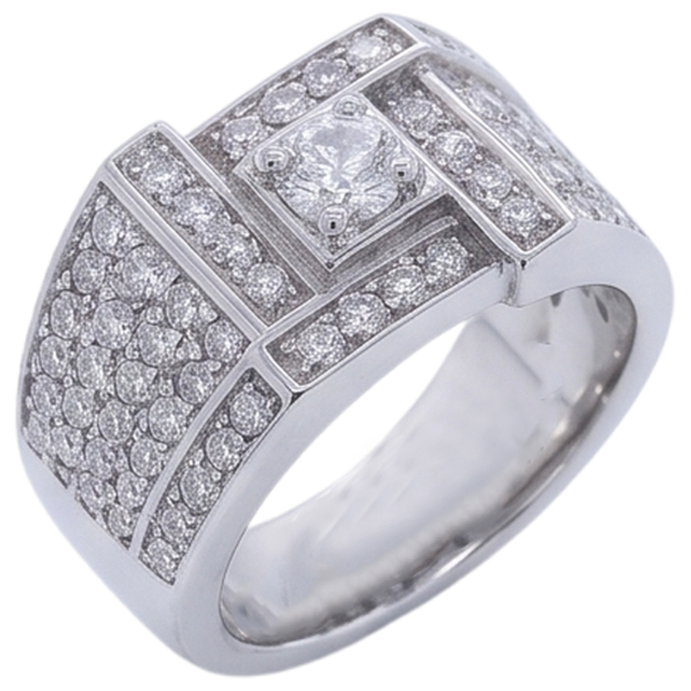 Anello Da Uomo Vintage Look Gioielli Con Naturale Diamanti Rotondi 3 Carati
