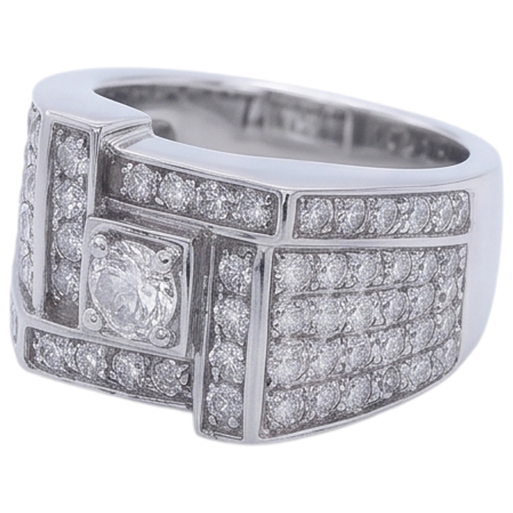 Anello Da Uomo Vintage Look Gioielli Con Naturale Diamanti Rotondi 3 Carati