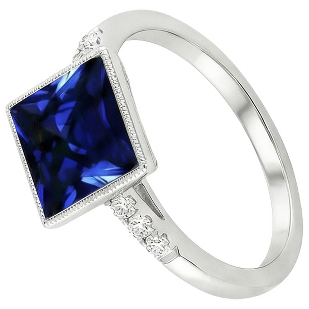 Anello Di Diamanti Con Accenti Stile Vintage Zaffiro Blu 5.25 Carati