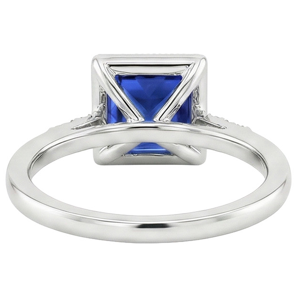 Anello Di Diamanti Con Accenti Stile Vintage Zaffiro Blu 5.25 Carati