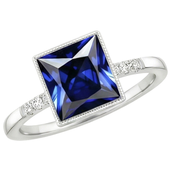 Anello Di Diamanti Con Accenti Stile Vintage Zaffiro Blu 5.25 Carati