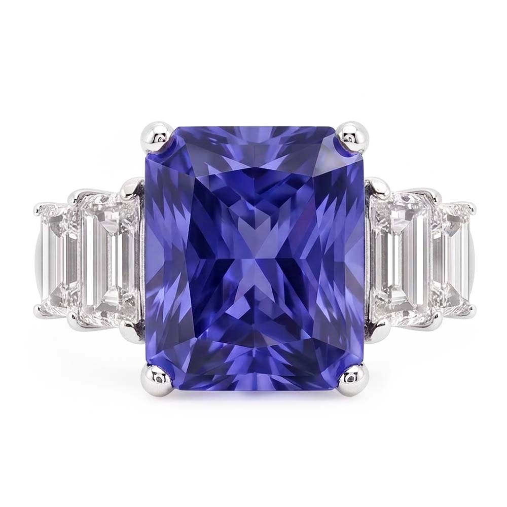 Anello Di Diamanti Naturali Autentici ( non creati in laboratorio ) Con Zaffiro
