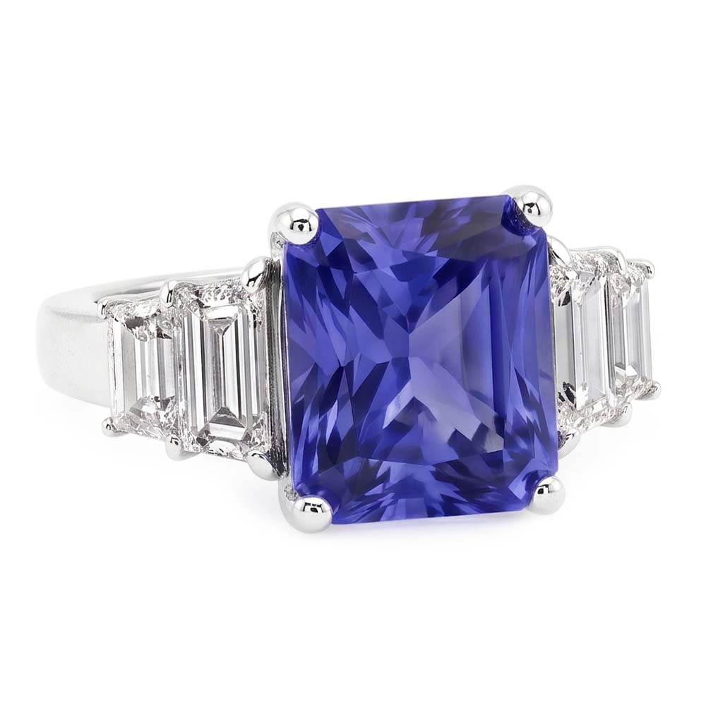 Anello Di Diamanti Naturali Autentici ( non creati in laboratorio ) Con Zaffiro