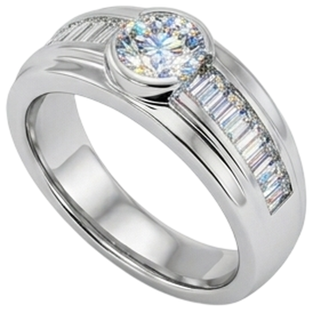 Anello Di Didanzamento Vero Diamanti Naturali Autentici ( non creati in laboratorio ) 2 Carati Banda Uomo Oro Bianco 14K