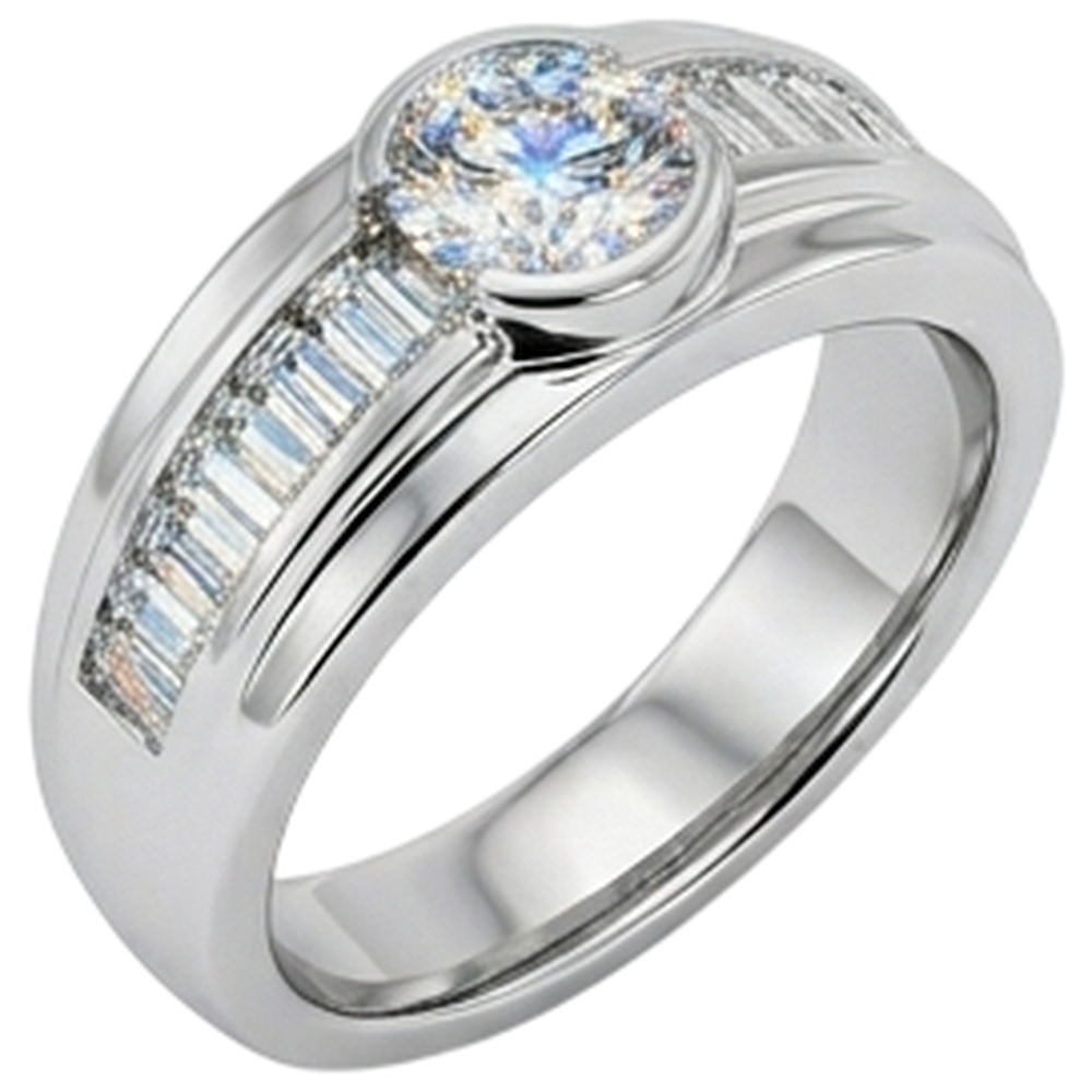 Anello Di Didanzamento Vero Diamanti Naturali Autentici ( non creati in laboratorio ) 2 Carati Banda Uomo Oro Bianco 14K