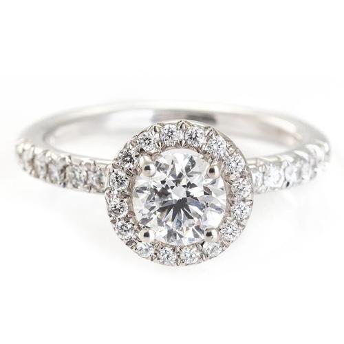 Anello Di Fidanzamento 2.28 Carati Halo Round Genuino Diamonds Oro Bianco 14K