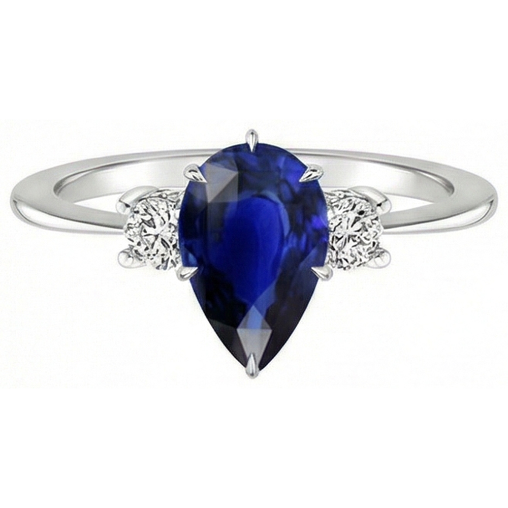 vero pear diamante 4carati anello vista di profilo