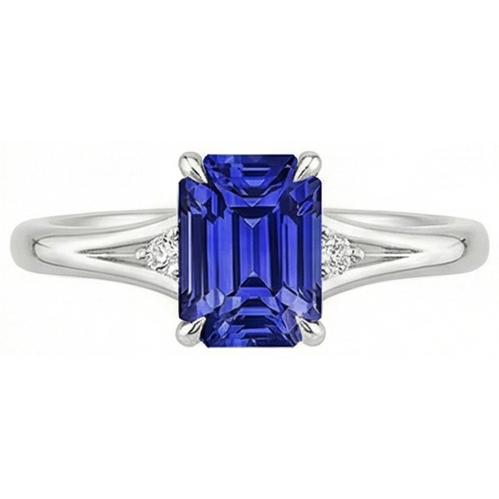 vero emerald diamante 3.25carati anello vista dall'alto