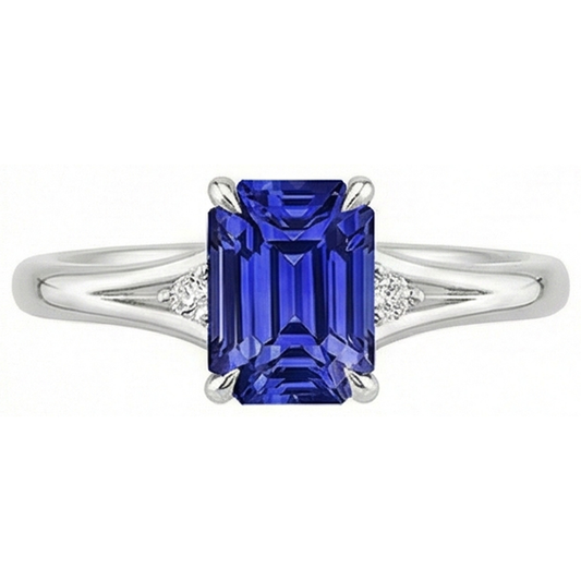 vero emerald diamante 3.25carati anello vista dall'alto
