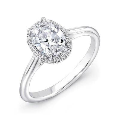 Anello Di Fidanzamento 3,20 Ct Vero Diamante Rotondo Ovale Taglio Halo Con Oro Bianco 14K