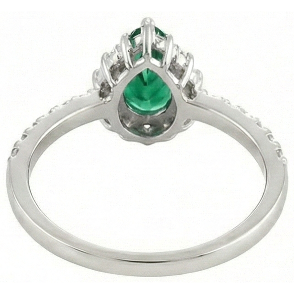 Anello Di Fidanzamento 4.80 Carati Verde Smeraldo Con Diamanti Oro Bianco 14K