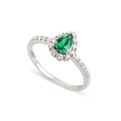 Anello Di Fidanzamento 4.80 Carati Verde Smeraldo Con Diamanti Oro Bianco 14K