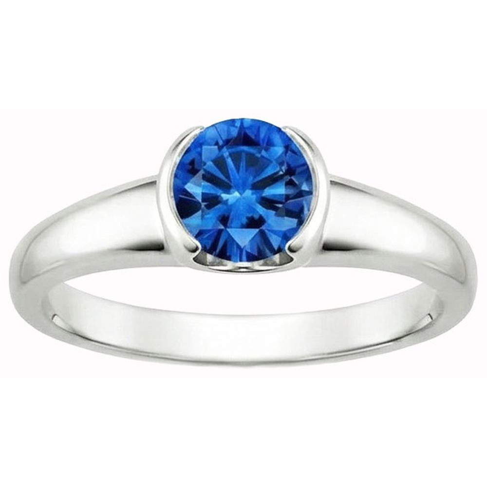 Anello Di Fidanzamento A Taglio Rotondo Con Zaffiro