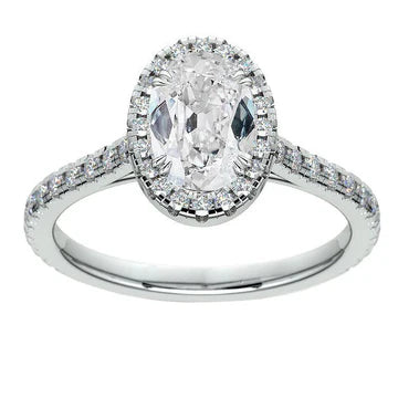 Anello Di Fidanzamento Con Alone Ovale Old Miner Vero Diamond Double Prong 6.75 Carati