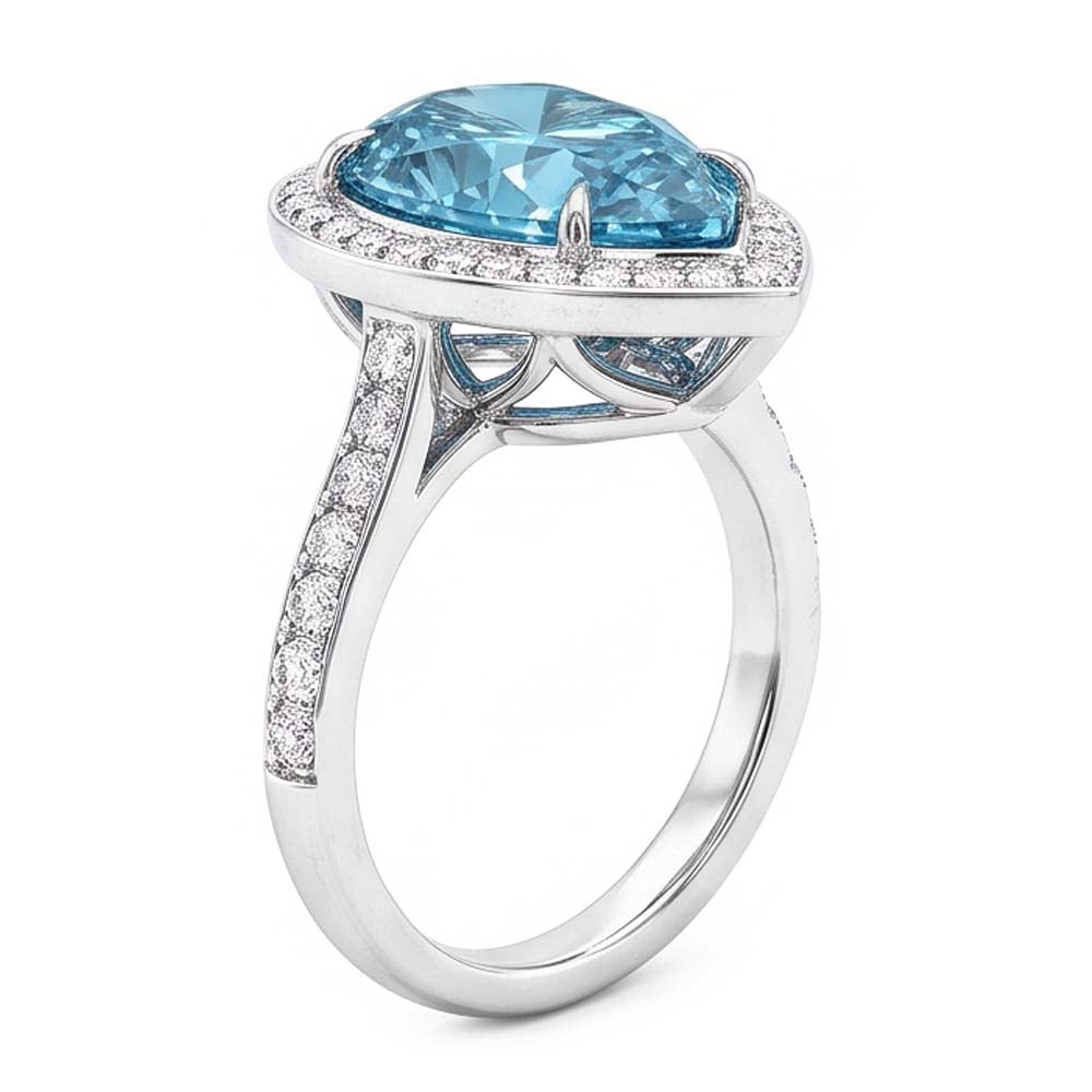 Anello Di Fidanzamento Con Diamante Blu