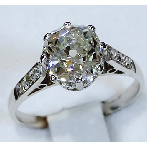 Anello Di Fidanzamento Con Diamante Da Minatore Autentico in Oro Bianco 14k Da 3,50 CT
