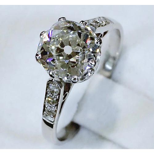 Anello Di Fidanzamento Con Diamante Da Minatore Autentico in Oro Bianco 14k Da 3,50 CT