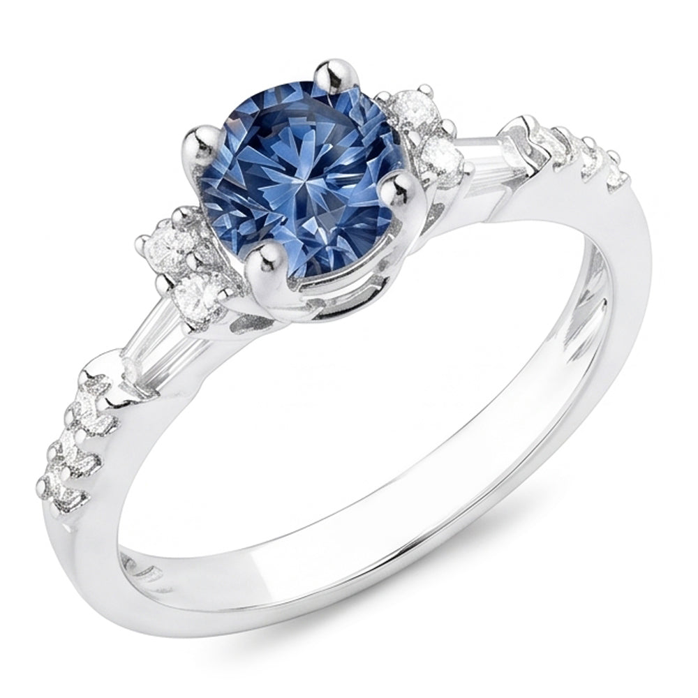 Anello Di Fidanzamento Con Diamante Naturale Autentico ( non creato in laboratorio ) Blu