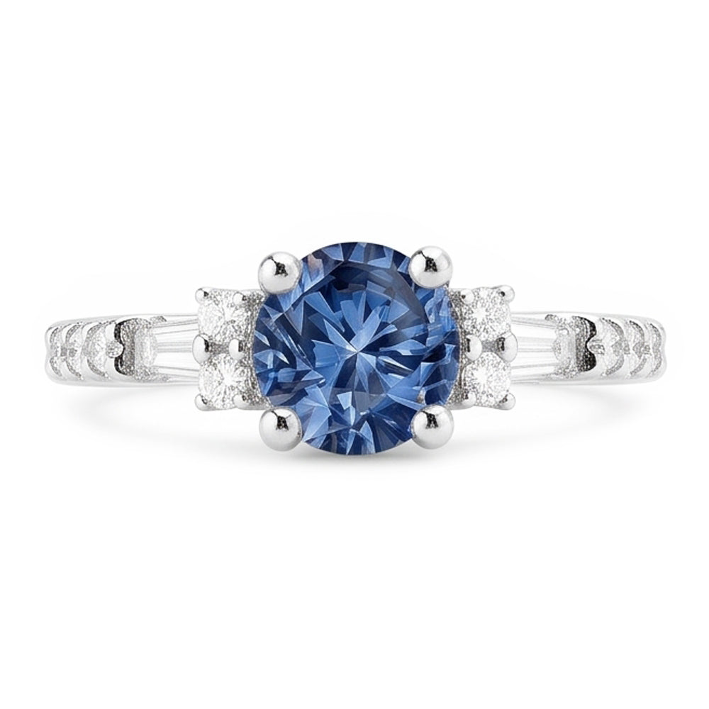 Anello Di Fidanzamento Con Diamante Naturale Autentico ( non creato in laboratorio ) Blu