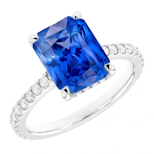 Anello Di Fidanzamento Con Diamante Naturale Autentico ( non creato in laboratorio ) Zaffiro