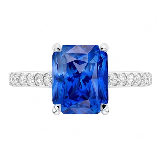 Anello Di Fidanzamento Con Diamante Naturale Autentico ( non creato in laboratorio ) Zaffiro