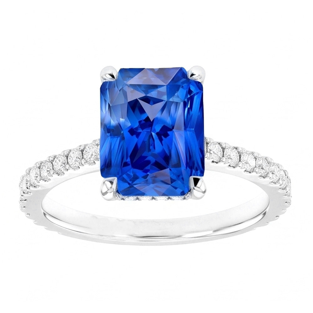 Anello Di Fidanzamento Con Diamante Naturale Autentico ( non creato in laboratorio ) Zaffiro